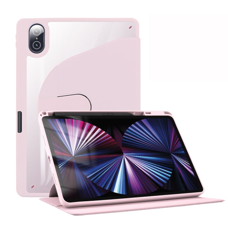 For Honor Tablet V7 Pro Acrylic 360 Degree Rotation Holder Tablet Leather Case(Baby Pink) - Honor by buy2fix | Online Shopping UK | buy2fix