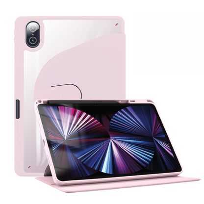 For Honor Tablet V7 Pro Acrylic 360 Degree Rotation Holder Tablet Leather Case(Baby Pink) - Honor by buy2fix | Online Shopping UK | buy2fix
