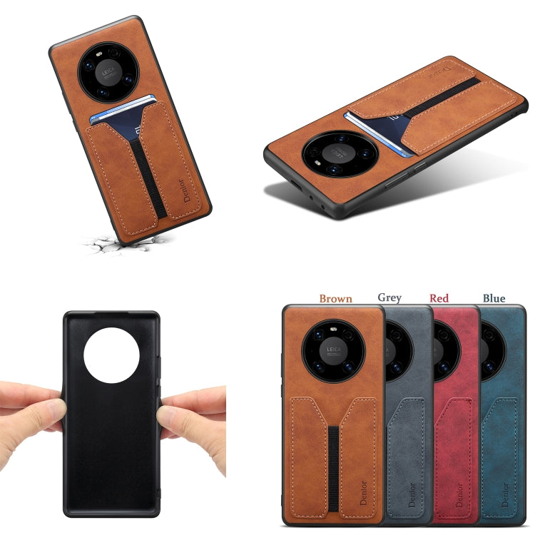 For Huawei Mate 50 Denior DV Elastic Card PU Back Cover Phone Case(Grey) - Huawei Cases by Denior | Online Shopping UK | buy2fix