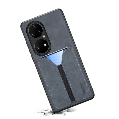 For Huawei P50 Pro Denior DV Elastic Card PU Back Cover Phone Case(Grey) - Huawei Cases by Denior | Online Shopping UK | buy2fix