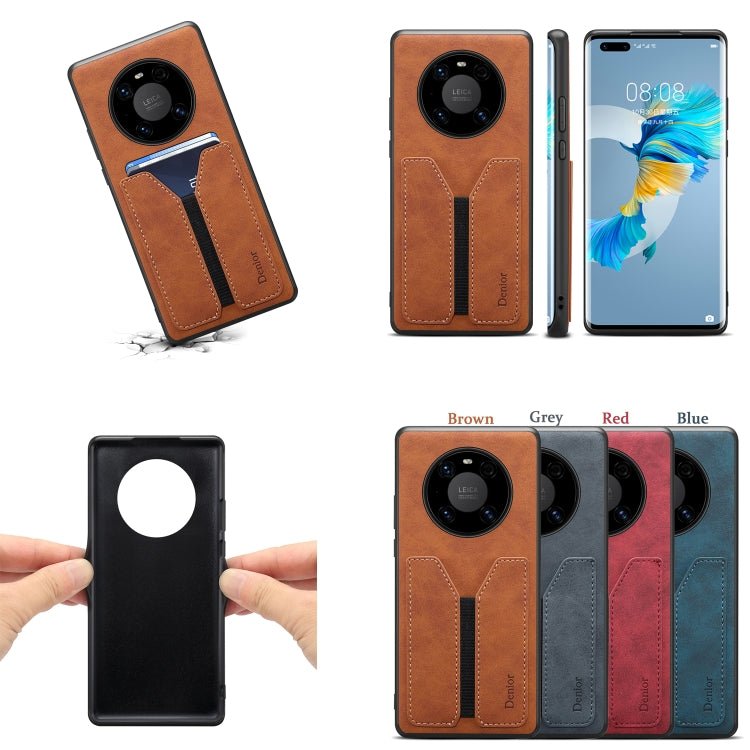 For Huawei Mate 40 Denior DV Elastic Card PU Back Cover Phone Case(Grey) - Huawei Cases by Denior | Online Shopping UK | buy2fix