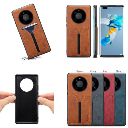 For Huawei Mate 40 Denior DV Elastic Card PU Back Cover Phone Case(Grey) - Huawei Cases by Denior | Online Shopping UK | buy2fix