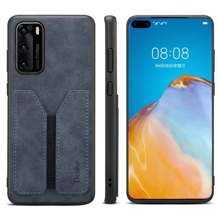 For Huawei P40 Denior DV Elastic Card PU Back Cover Phone Case(Grey) - Huawei Cases by Denior | Online Shopping UK | buy2fix