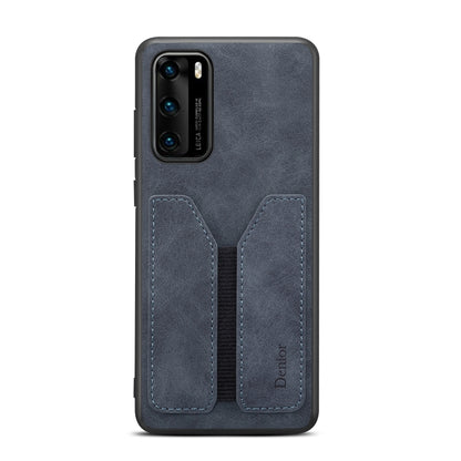For Huawei P40 Denior DV Elastic Card PU Back Cover Phone Case(Grey) - Huawei Cases by Denior | Online Shopping UK | buy2fix