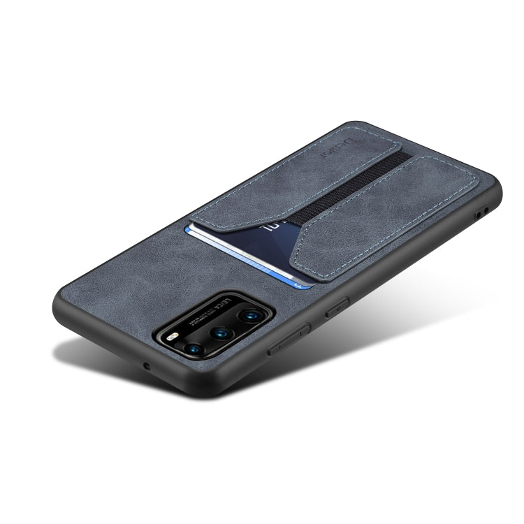 For Huawei P40 Denior DV Elastic Card PU Back Cover Phone Case(Grey) - Huawei Cases by Denior | Online Shopping UK | buy2fix