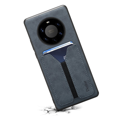 For Huawei Mate 40 Pro+ Denior DV Elastic Card PU Back Cover Phone Case(Grey) - Huawei Cases by Denior | Online Shopping UK | buy2fix