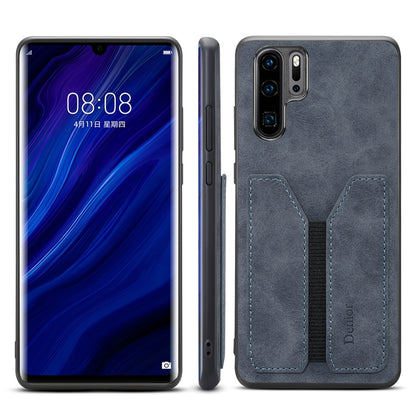 For Huawei P30 Pro Denior DV Elastic Card PU Back Cover Phone Case(Grey) - Huawei Cases by Denior | Online Shopping UK | buy2fix