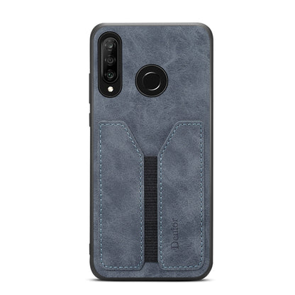 For Huawei P30 Lite Denior DV Elastic Card PU Back Cover Phone Case(Grey) - Huawei Cases by Denior | Online Shopping UK | buy2fix