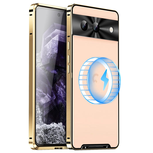 For Google Pixel 8a MagSafe Magnetic Frosted Metal Phone Case(Gold) - Google Cases by buy2fix | Online Shopping UK | buy2fix
