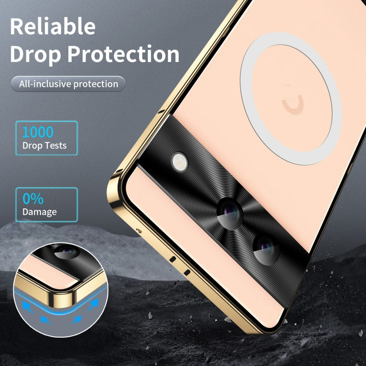 For Google Pixel 8a MagSafe Magnetic Frosted Metal Phone Case(Gold) - Google Cases by buy2fix | Online Shopping UK | buy2fix