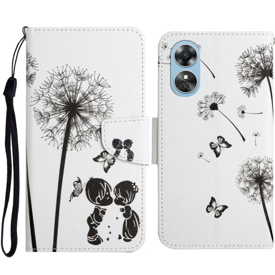 For OPPO A17 Colored Drawing Pattern Leather Phone Case(Dandelion)