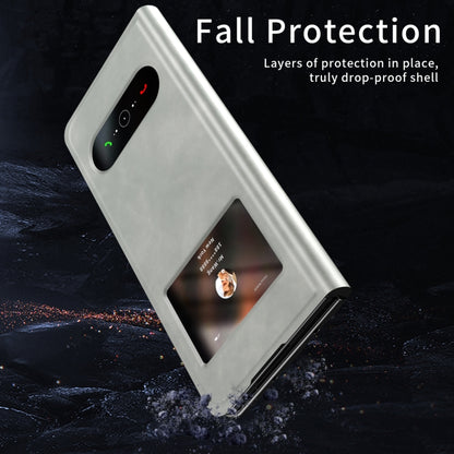 For Samsung Galaxy Z Fold4 Mature Window View Flip Leather Phone Case(White Nappa) - Galaxy Z Flip4 5G Cases by buy2fix | Online Shopping UK | buy2fix