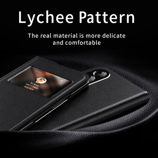 For Samsung Galaxy Z Fold4 Mature Window View Flip Leather Phone Case(Black Lychee) - Galaxy Z Flip4 5G Cases by buy2fix | Online Shopping UK | buy2fix