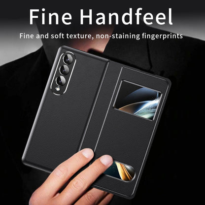 For Samsung Galaxy Z Fold4 Mature Window View Flip Leather Phone Case(Black Lychee) - Galaxy Z Flip4 5G Cases by buy2fix | Online Shopping UK | buy2fix