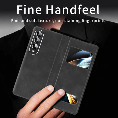 For Samsung Galaxy Z Fold3 5G Mature Window View Flip Leather Phone Case(Black Nappa) - Galaxy Phone Cases by buy2fix | Online Shopping UK | buy2fix