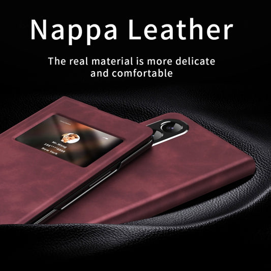 For Samsung Galaxy Z Fold3 5G Mature Window View Flip Leather Phone Case(Red Nappa) - Galaxy Phone Cases by buy2fix | Online Shopping UK | buy2fix