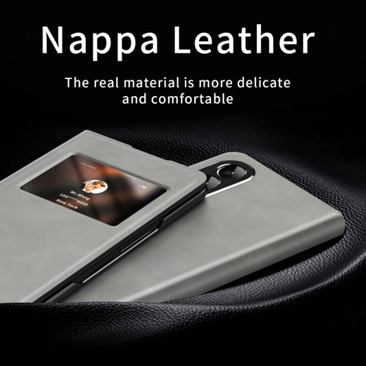 For Samsung Galaxy Z Fold2 5G Mature Window View Flip Leather Phone Case(White Nappa) - Galaxy Phone Cases by buy2fix | Online Shopping UK | buy2fix