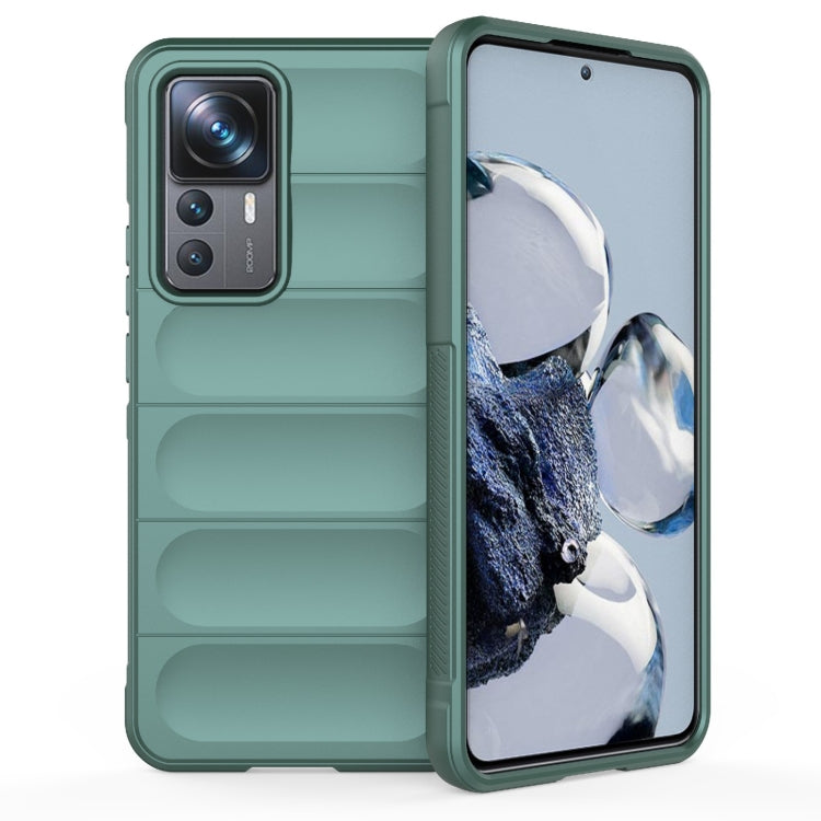 For Xiaomi 12T Pro Magic Shield TPU + Flannel Phone Case(Dark Green) by buy2fix