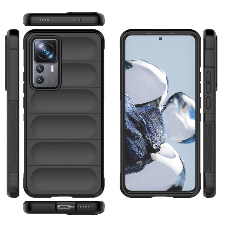 For Xiaomi 12T Pro Magic Shield TPU + Flannel Phone Case(Black) by buy2fix