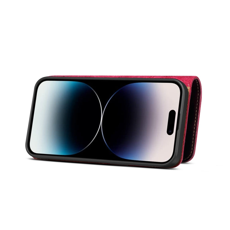 For iPhone 14 Pro Max Denior Oil Wax Cowhide Magnetic Button Genuine Leather Case (Purple) - iPhone 14 Pro Max Cases by Denior | Online Shopping UK | buy2fix