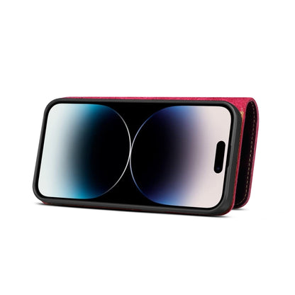 For iPhone 14 Pro Max Denior Oil Wax Cowhide Magnetic Button Genuine Leather Case (Purple) - iPhone 14 Pro Max Cases by Denior | Online Shopping UK | buy2fix