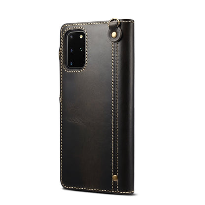 For Samsung Galaxy S20 Denior Oil Wax Cowhide Magnetic Button Genuine Leather Case(Black) - Galaxy Phone Cases by Denior | Online Shopping UK | buy2fix