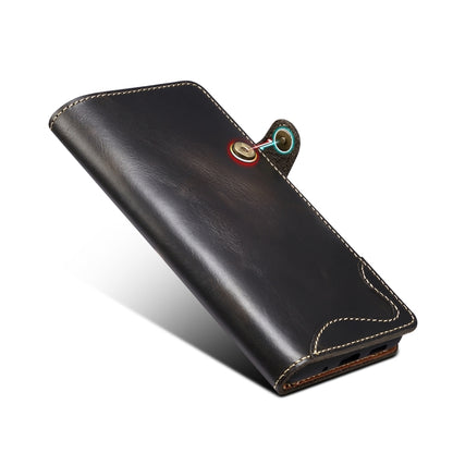 For Samsung Galaxy S20 Denior Oil Wax Cowhide Magnetic Button Genuine Leather Case(Black) - Galaxy Phone Cases by Denior | Online Shopping UK | buy2fix