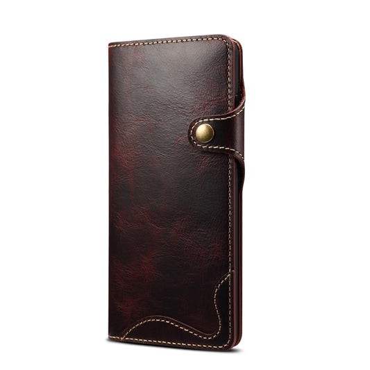 For Samsung Galaxy S20+ Denior Oil Wax Cowhide Magnetic Button Genuine Leather Case(Dark Red) - Galaxy Phone Cases by Denior | Online Shopping UK | buy2fix
