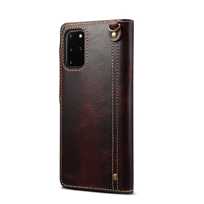 For Samsung Galaxy S20+ Denior Oil Wax Cowhide Magnetic Button Genuine Leather Case(Dark Red) - Galaxy Phone Cases by Denior | Online Shopping UK | buy2fix