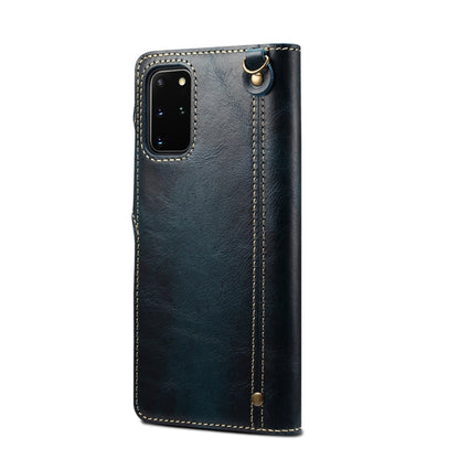 For Samsung Galaxy Note20 Denior Oil Wax Cowhide Magnetic Button Genuine Leather Case(Dark Blue) - Galaxy Note20 Cases by Denior | Online Shopping UK | buy2fix