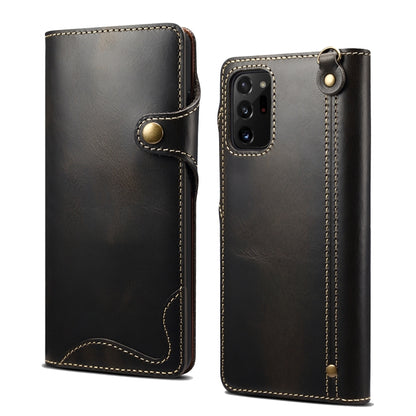 For Samsung Galaxy Note20 Ultra Denior Oil Wax Cowhide Magnetic Button Genuine Leather Case(Black) - Galaxy Phone Cases by Denior | Online Shopping UK | buy2fix
