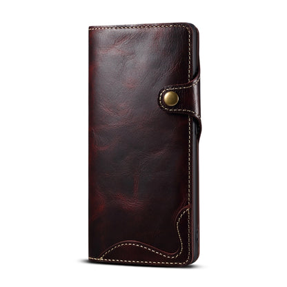 For Samsung Galaxy S21 Ultra 5G Denior Oil Wax Cowhide Magnetic Button Genuine Leather Case(Dark Red) - Galaxy S21 Ultra 5G Cases by Denior | Online Shopping UK | buy2fix