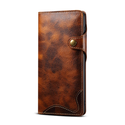 For Samsung Galaxy S22 5G Denior Oil Wax Cowhide Magnetic Button Genuine Leather Case(Brown) - Galaxy S22 5G Cases by Denior | Online Shopping UK | buy2fix
