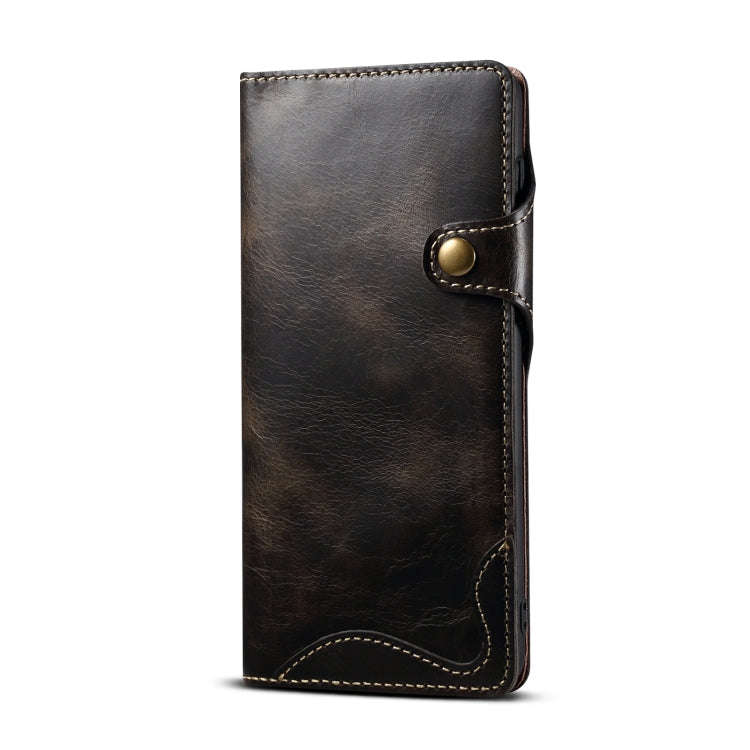 For Samsung Galaxy S22+ 5G Denior Oil Wax Cowhide Magnetic Button Genuine Leather Case(Black) - Galaxy S22+ 5G Cases by Denior | Online Shopping UK | buy2fix