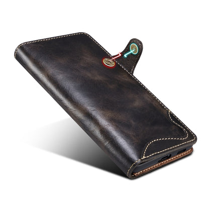 For Samsung Galaxy S22+ 5G Denior Oil Wax Cowhide Magnetic Button Genuine Leather Case(Black) - Galaxy S22+ 5G Cases by Denior | Online Shopping UK | buy2fix