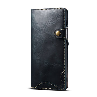 For Samsung Galaxy S22+ 5G Denior Oil Wax Cowhide Magnetic Button Genuine Leather Case(Dark Blue) - Galaxy S22+ 5G Cases by Denior | Online Shopping UK | buy2fix