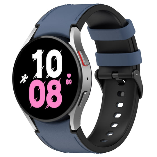For Samsung Galaxy Watch5 44mm / 40mm Silicone Leather Black Buckle Watch Band, Size:S(Midnight Blue)