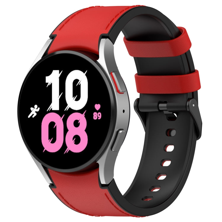 For Samsung Galaxy Watch5 44mm / 40mm Silicone Leather Black Buckle Watch Band, Size:L(Red) - Watch Bands by buy2fix | Online Shopping UK | buy2fix