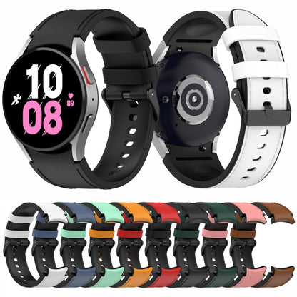 For Samsung Galaxy Watch5 44mm / 40mm Silicone Leather Black Buckle Watch Band, Size:L(Pink) - Watch Bands by buy2fix | Online Shopping UK | buy2fix