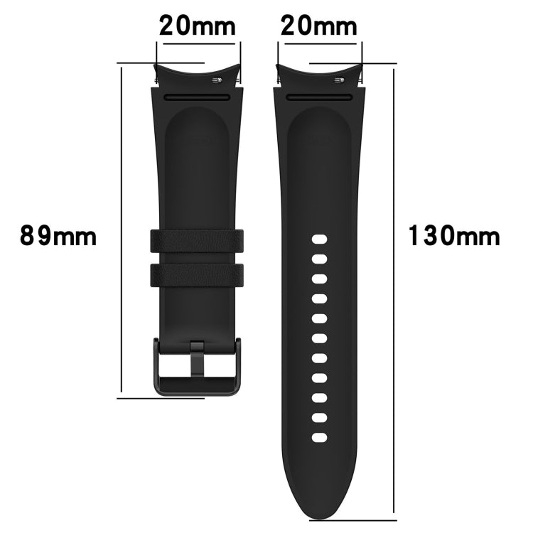 For Samsung Galaxy Watch5 44mm / 40mm Silicone Leather Black Buckle Watch Band, Size:L(Black) - Watch Bands by buy2fix | Online Shopping UK | buy2fix