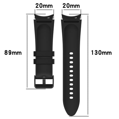 For Samsung Galaxy Watch5 44mm / 40mm Silicone Leather Black Buckle Watch Band, Size:L(White) - Watch Bands by buy2fix | Online Shopping UK | buy2fix