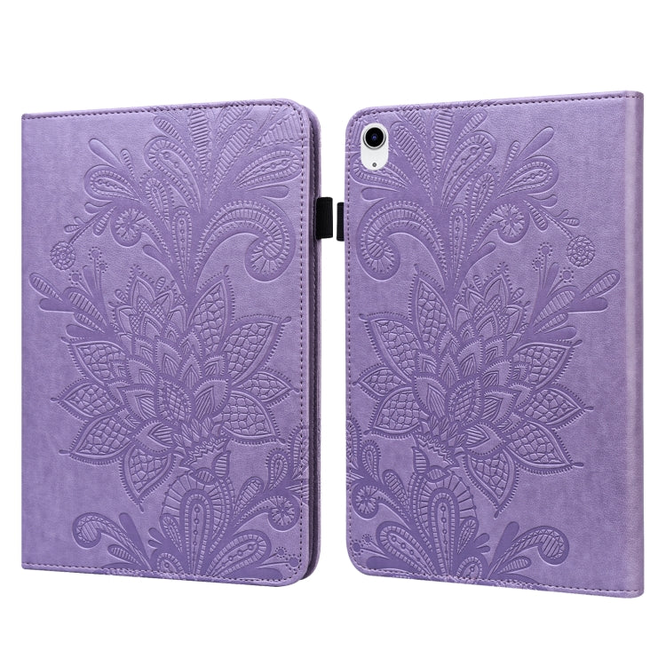 For iPad 2025 / 2022 Lace Flower Embossing Pattern Leather Tablet Case(Purple) - iPad 2025 / 2022 Cases by buy2fix | Online Shopping UK | buy2fix