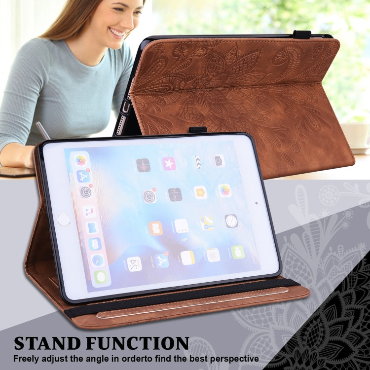 For iPad 2025 / 2022 Lace Flower Embossing Pattern Leather Tablet Case(Brown) - iPad 2025 / 2022 Cases by buy2fix | Online Shopping UK | buy2fix