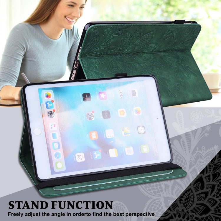 For iPad 2025 / 2022 Lace Flower Embossing Pattern Leather Tablet Case(Green) - iPad 2025 / 2022 Cases by buy2fix | Online Shopping UK | buy2fix