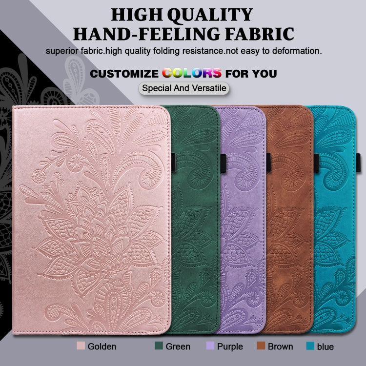 For iPad 2025 / 2022 Lace Flower Embossing Pattern Leather Tablet Case(Brown) - iPad 2025 / 2022 Cases by buy2fix | Online Shopping UK | buy2fix