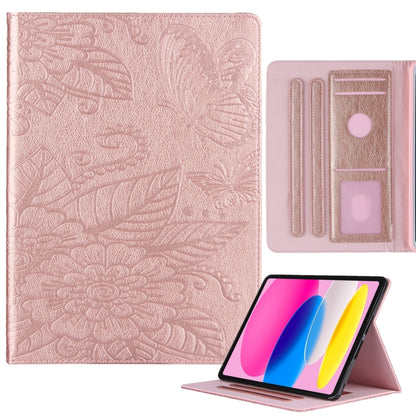 For iPad 2025 / 2022 Butterfly Love Flower Embossed Leather Smart Tablet Case(Rose Gold) - iPad 2025 / 2022 Cases by buy2fix | Online Shopping UK | buy2fix