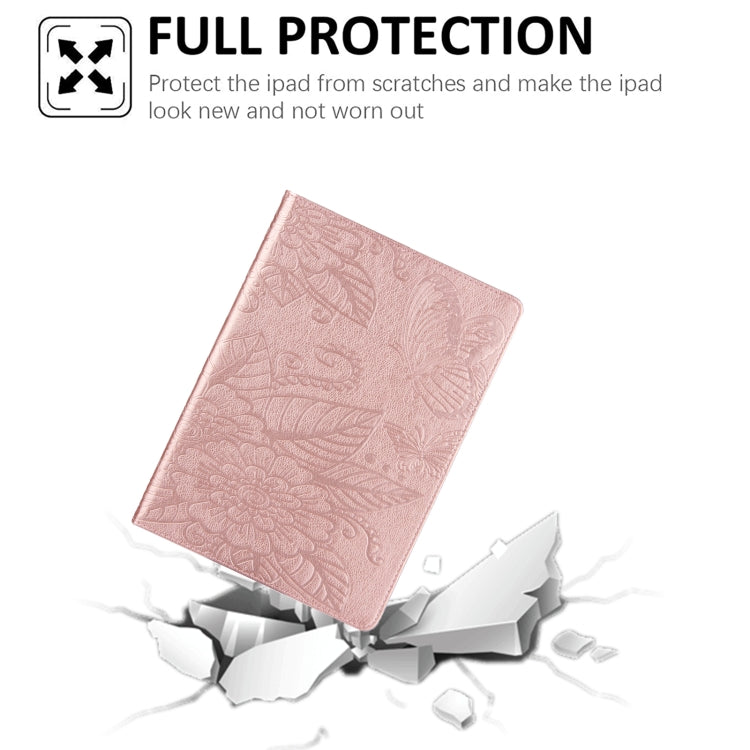 For iPad 2025 / 2022 Butterfly Love Flower Embossed Leather Smart Tablet Case(Rose Gold) - iPad 2025 / 2022 Cases by buy2fix | Online Shopping UK | buy2fix