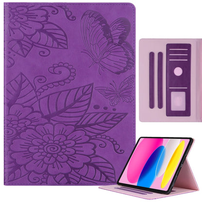 For iPad 2025 / 2022 Butterfly Love Flower Embossed Leather Smart Tablet Case(Purple) - iPad 2025 / 2022 Cases by buy2fix | Online Shopping UK | buy2fix