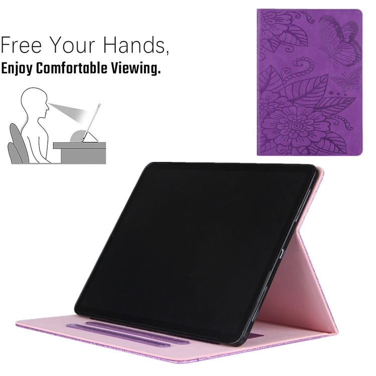 For iPad 2025 / 2022 Butterfly Love Flower Embossed Leather Smart Tablet Case(Purple) - iPad 2025 / 2022 Cases by buy2fix | Online Shopping UK | buy2fix