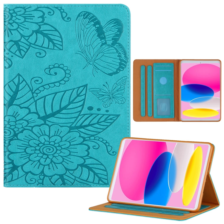 For iPad 2025 / 2022 Butterfly Love Flower Embossed Leather Smart Tablet Case(Blue) - iPad 2025 / 2022 Cases by buy2fix | Online Shopping UK | buy2fix